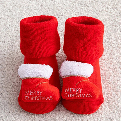 Non-slip Cotton Kids Socks - Christmas Print for Toddlers & Infants