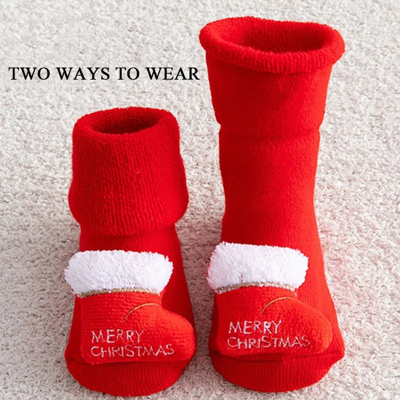 Non-slip Cotton Kids Socks - Christmas Print for Toddlers & Infants