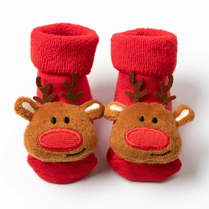 Non-slip Cotton Kids Socks - Christmas Print for Toddlers & Infants