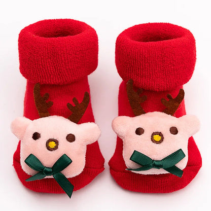 Non-slip Cotton Kids Socks - Christmas Print for Toddlers & Infants