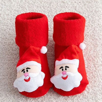 Non-slip Cotton Kids Socks - Christmas Print for Toddlers & Infants