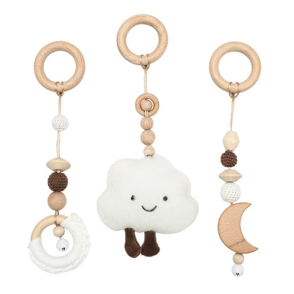 1Set Wooden Rattle Teethers & Play Gym for Newborns