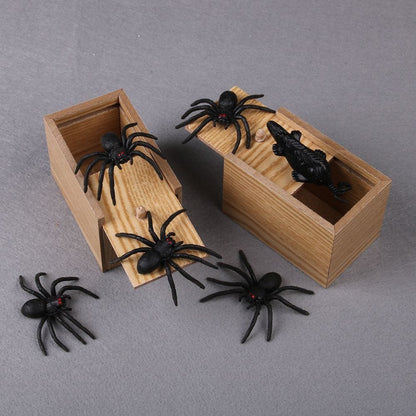 Novelty Prank Scare Spider Box Wooden April Fool's Day Surprise