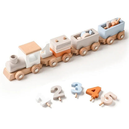 Montessori Wooden Train & Trolley - Educational Baby Birthday Toy
