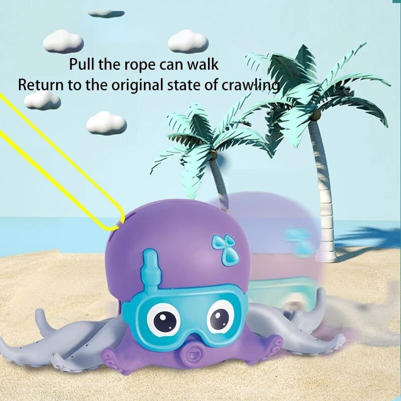 Octopus & Baby Shark Bath Toys with Zipper Play Feature