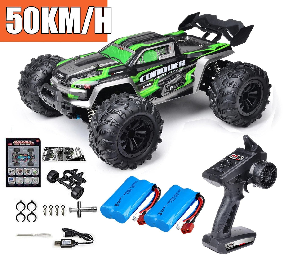 75KM/H 4x4 RC Monster Truck - LED, Brushless, 1/16 Scale