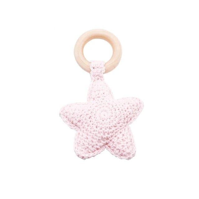 Wooden Baby Rattle & Teether - Crochet Animal Designs