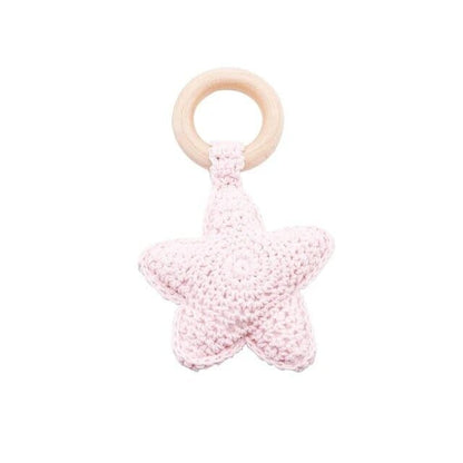 Wooden Baby Rattle & Teether - Crochet Animal Designs