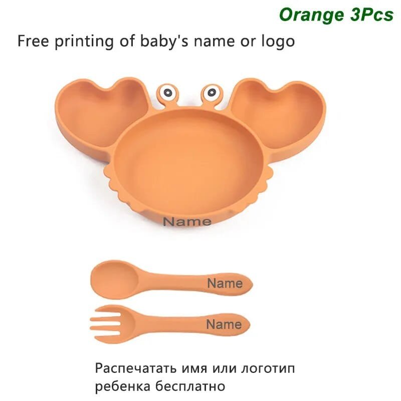 Personalized Baby Crab Plate Set with Suction Bowl