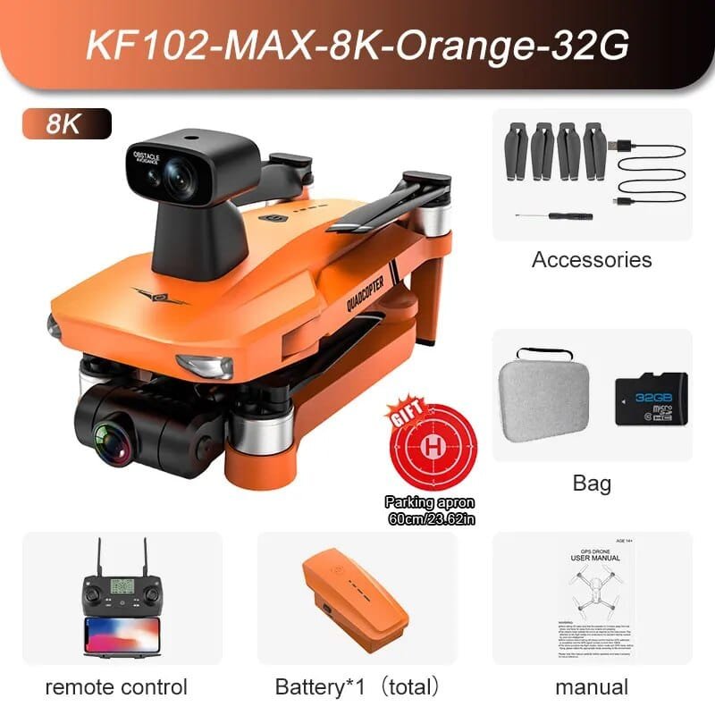 New KF102 GPS Drone - 8K Camera, Anti-Shake, Foldable Quadcopter, 1.2km Range