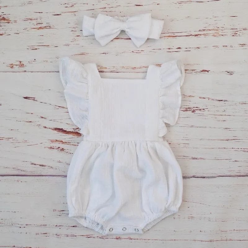 Organic Cotton Ruffle Romper & Headband - 3M, Dusty Pink