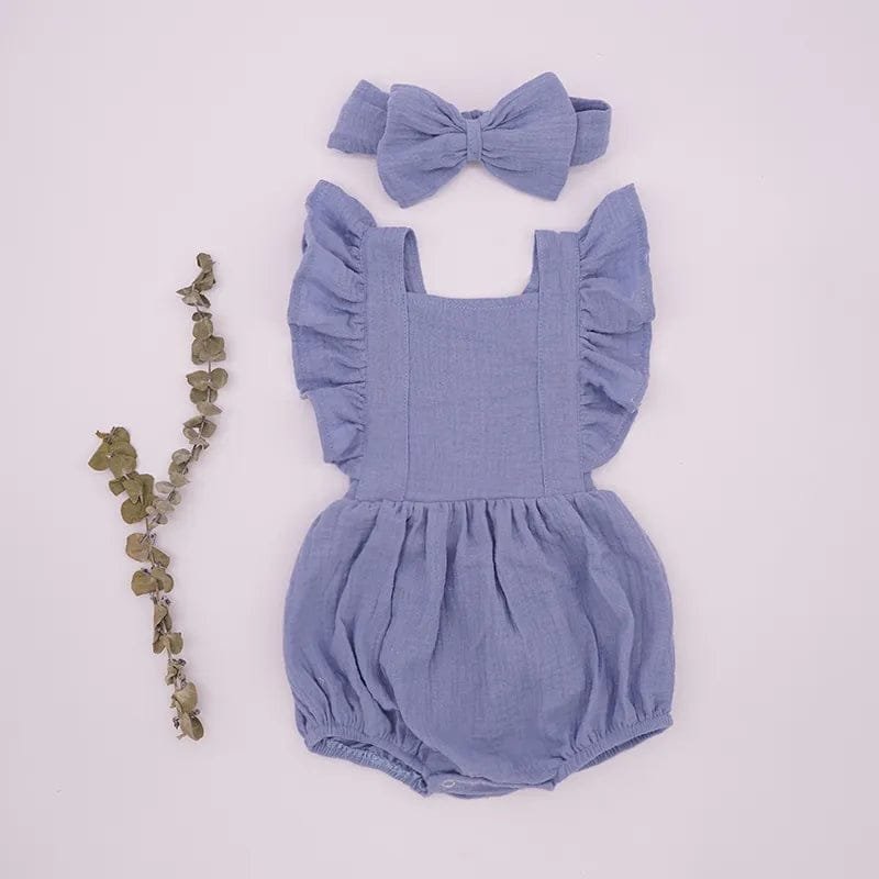 Organic Cotton Ruffle Romper & Headband - 3M, Dusty Pink