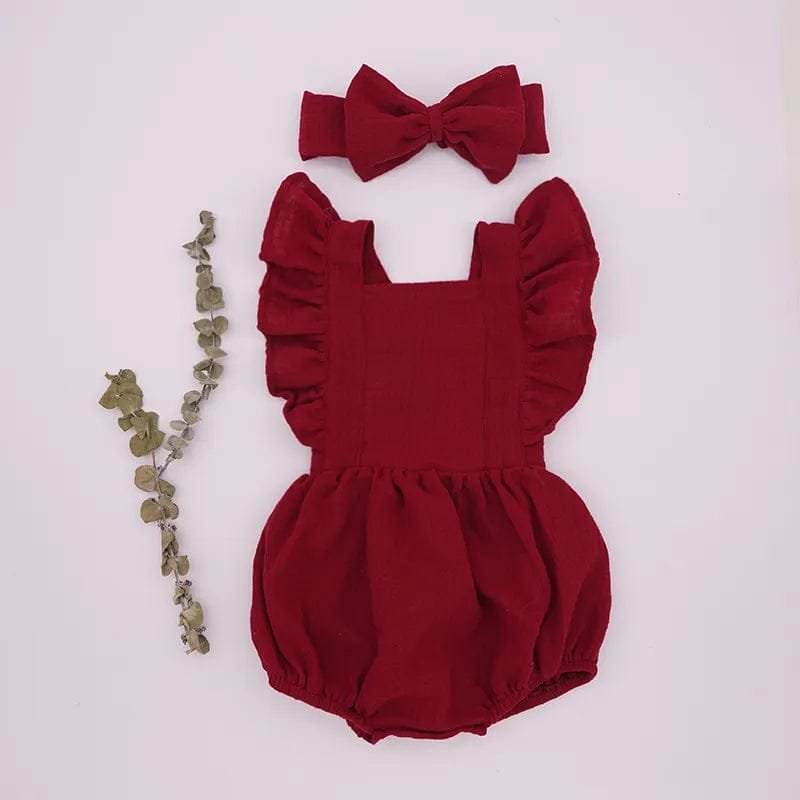 Organic Cotton Ruffle Romper & Headband - 3M, Dusty Pink