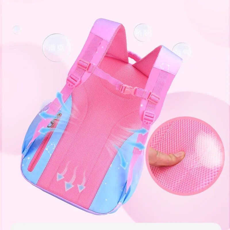 Orthopedic Girls' Primary School Backpack: Gradient Color, Large Capacity
