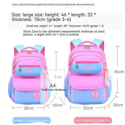 Orthopedic Girls' Primary School Backpack: Gradient Color, Large Capacity