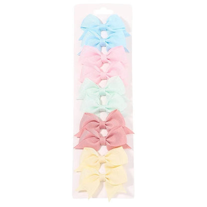 10Pc Cute Bowknot Clips Set for Girls - Handmade Hairpins