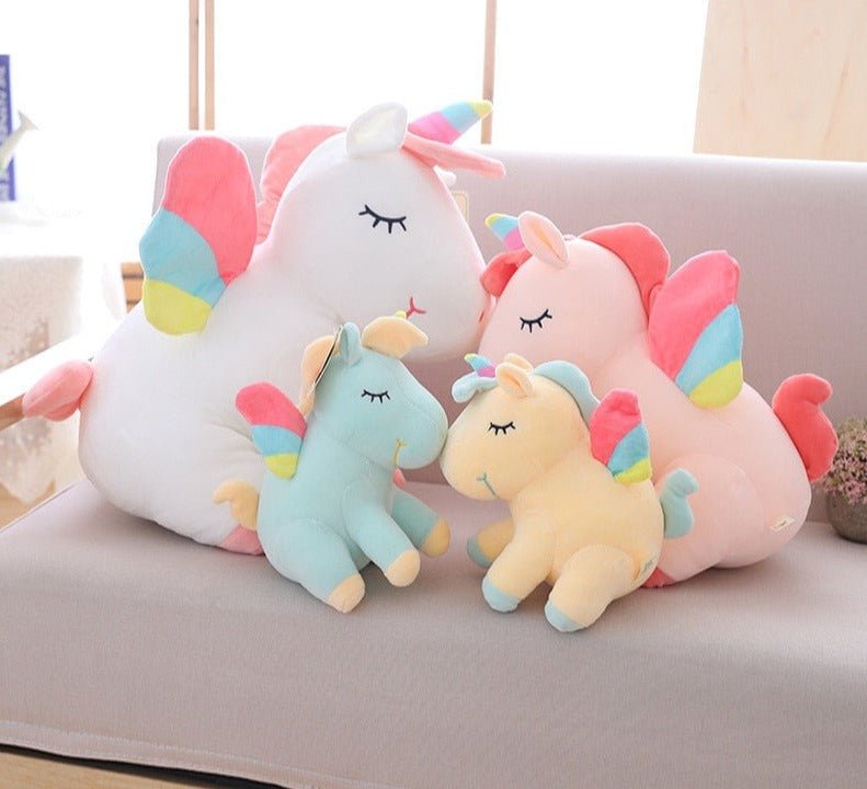 25cm 40cm 55cm lovely unicorn plush toy pink fly horse with rainbow wings