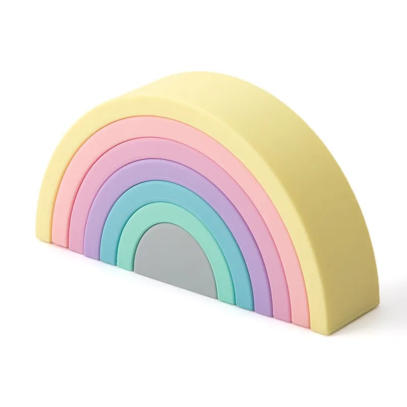 6-10pc BPA-Free Silicone Baby Blocks - Rainbow Montessori Toy
