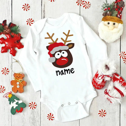Custom Name Xmas Bodysuit: Deer Design for Newborns & Infants