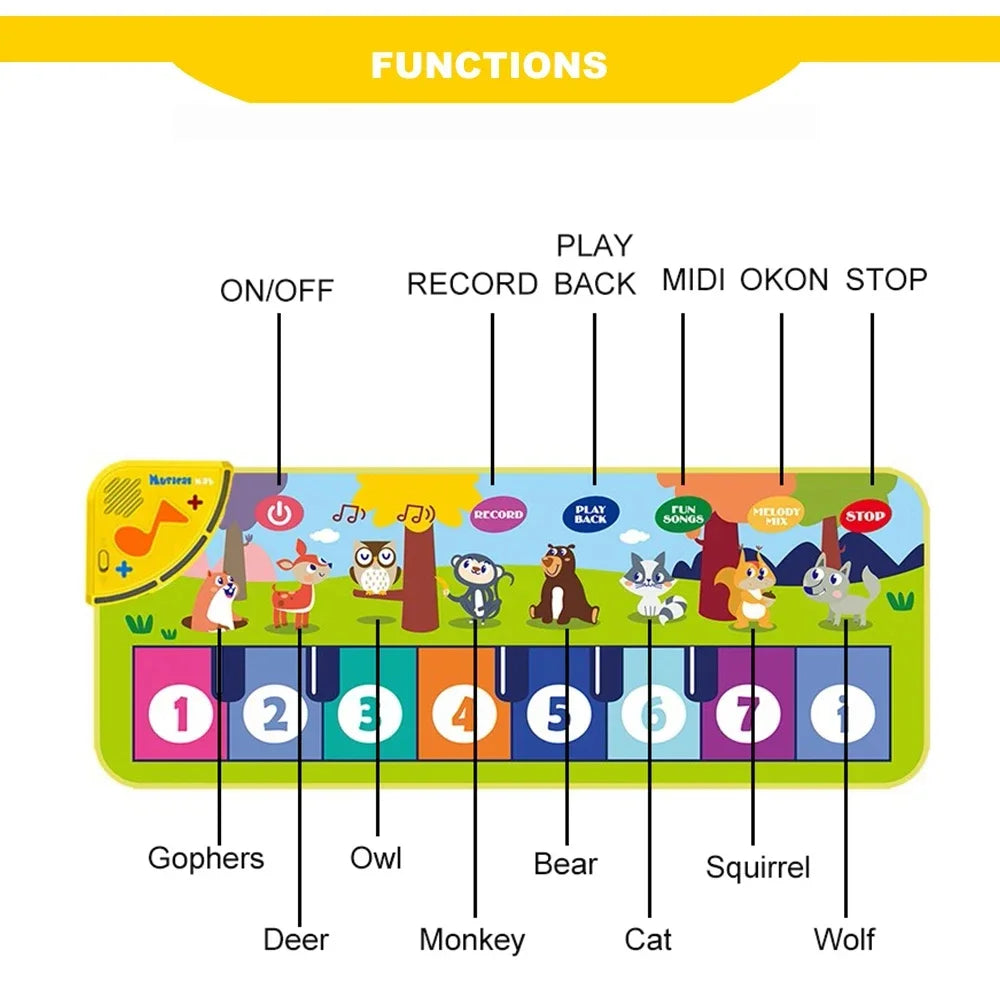 Piano Dance Mat for Kids – 80×30cm Floor Keyboard