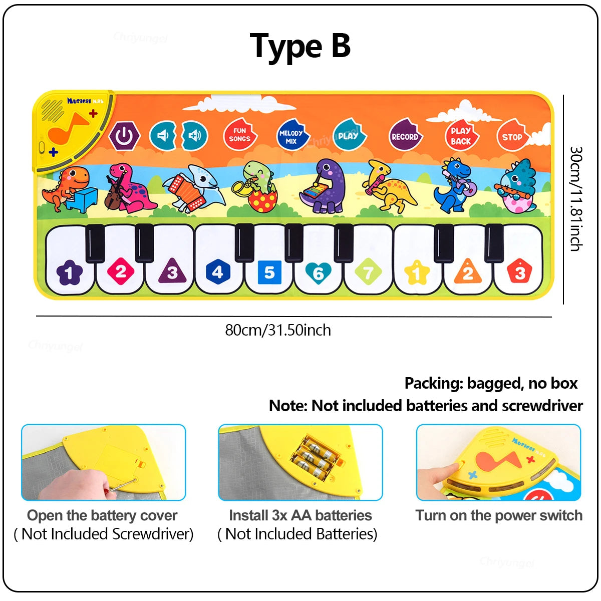 Piano Dance Mat for Kids – 80×30cm Floor Keyboard