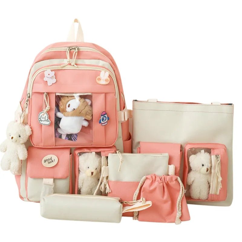 5Pc Harajuku Kawaii School & Laptop Bag Set for Teen Girls