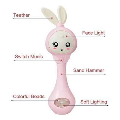 Musical Teether Rattle for Babies 0-12 Months - Bed and Stroller