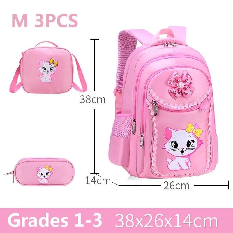 Pink School Backpack Set for Girls: Bag & Pencil Case