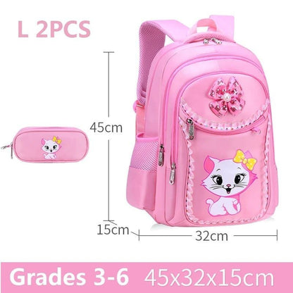 Pink School Backpack Set for Girls: Bag & Pencil Case