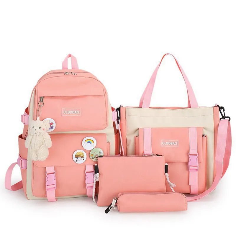 5Pc Harajuku Kawaii School & Laptop Bag Set for Teen Girls