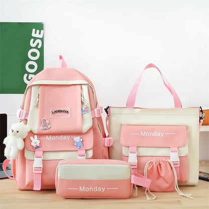 5Pc Harajuku Kawaii School & Laptop Bag Set for Teen Girls