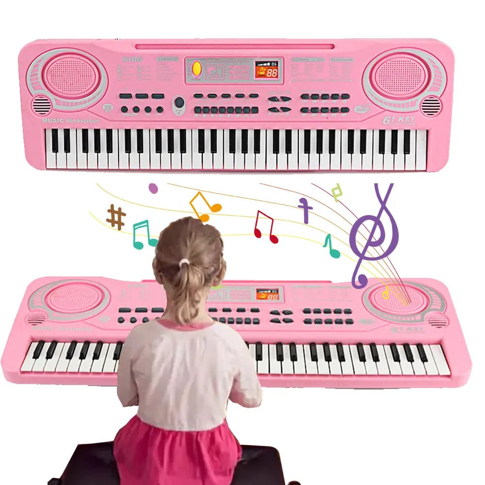 61-Key Portable Kids' Electronic Keyboard with Microphone