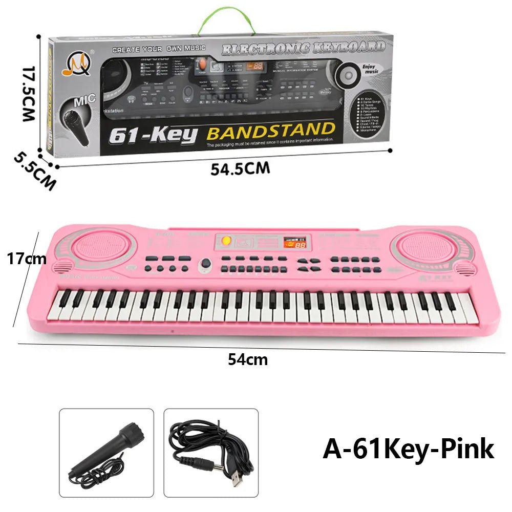 61-Key Portable Kids' Electronic Keyboard with Microphone