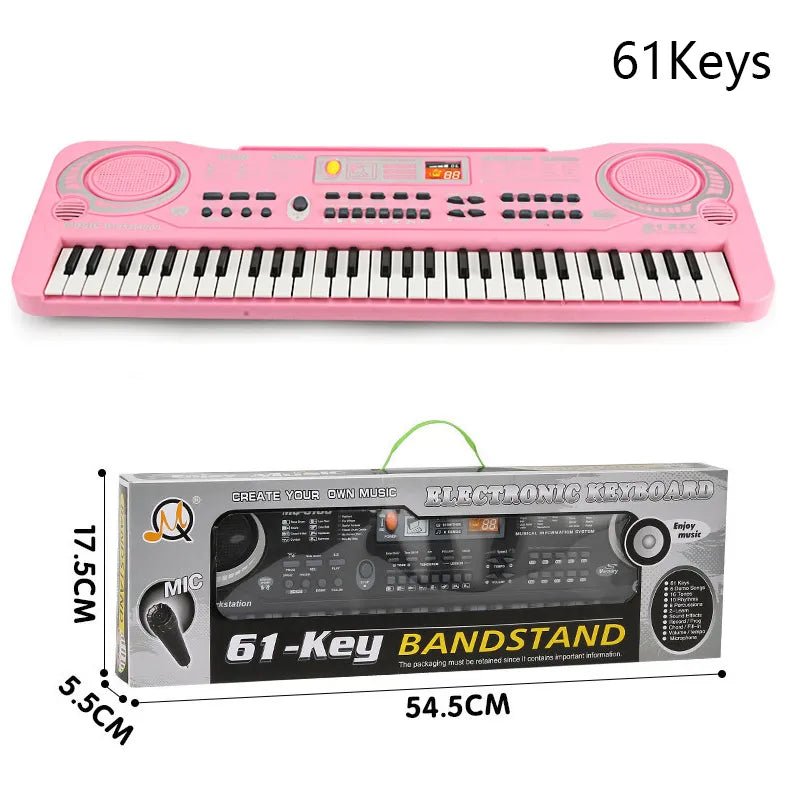 61-Key Portable Kids' Piano Keyboard with Microphone - Beginner's Gift
