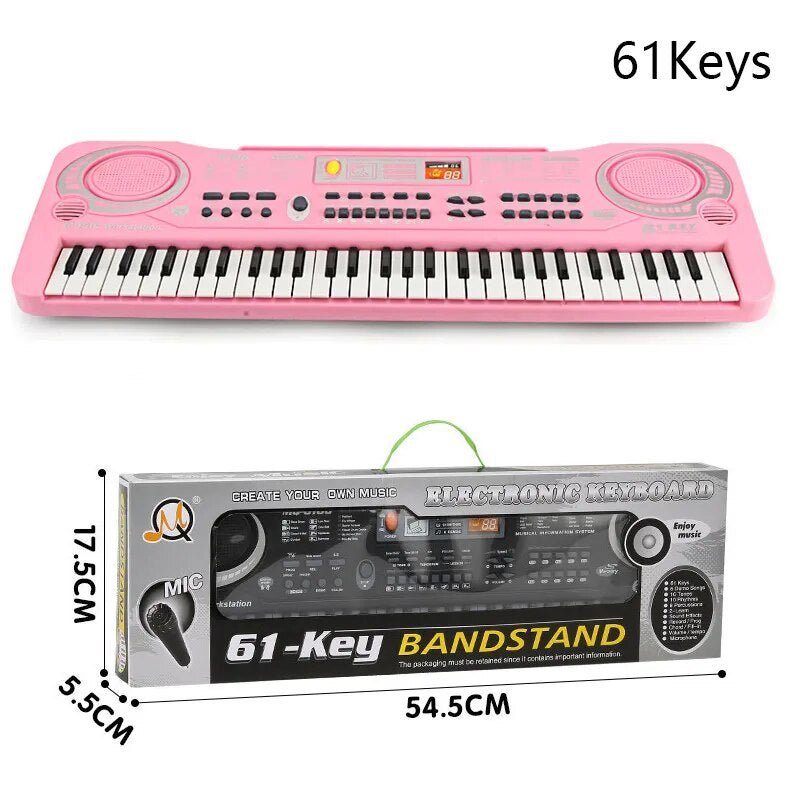 61-Key Portable Kids' Piano Keyboard with Microphone - Beginner's Gift