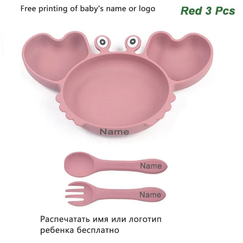 Personalized Baby Crab Plate Set with Suction Bowl