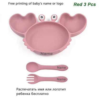Personalized Baby Crab Plate Set with Suction Bowl