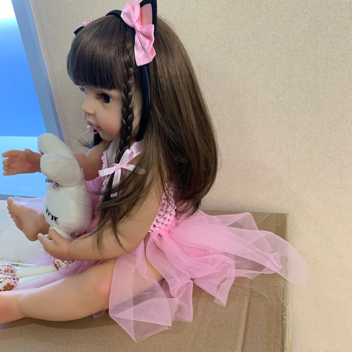 55CM Reborn Pink Princess Bath Toy - Soft Full Body Silicone Doll