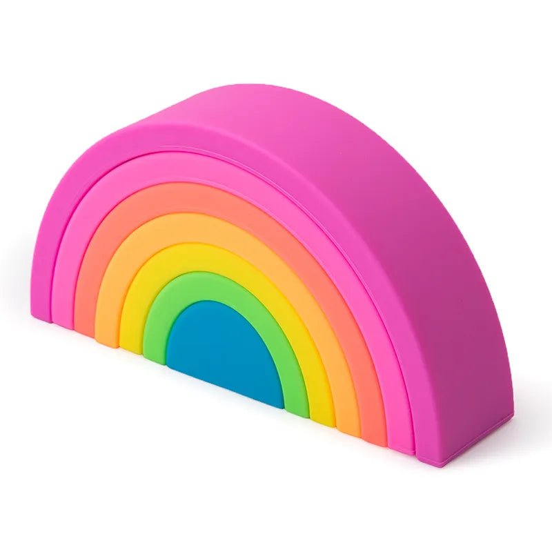6-10pc BPA-Free Silicone Baby Blocks - Rainbow Montessori Toy