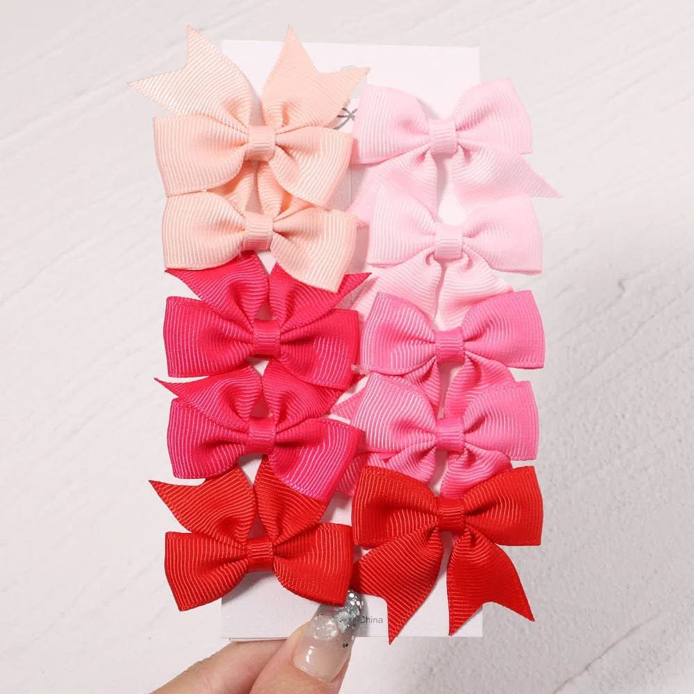 10Pc Cute Bowknot Clips Set for Girls - Handmade Hairpins