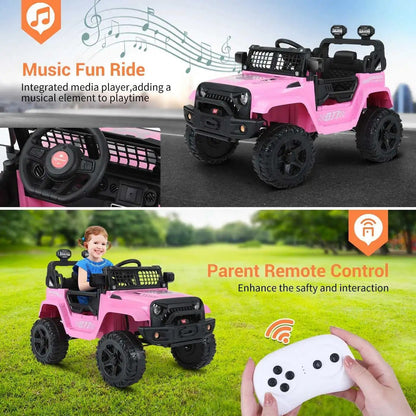 12V Electric Off-Road Car for Kids - Ride-On with Music
