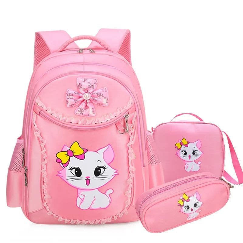 Pink School Backpack Set for Girls: Bag & Pencil Case