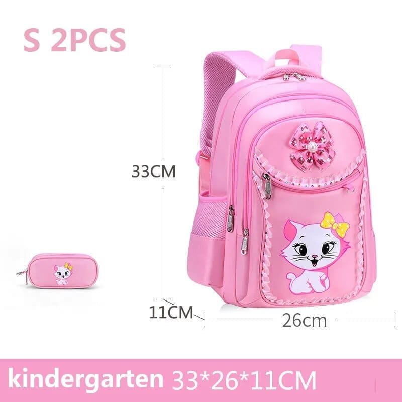 Pink School Backpack Set for Girls: Bag & Pencil Case
