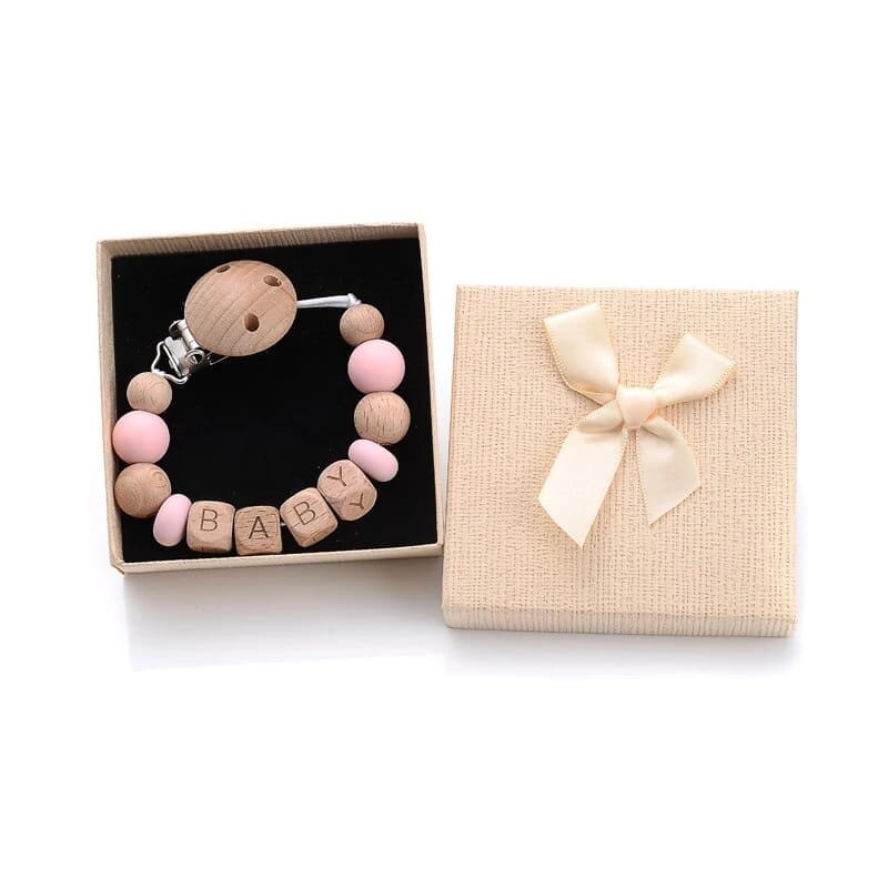 Personalized Baby Pacifier Clips with Name - Silicone Beaded Chain