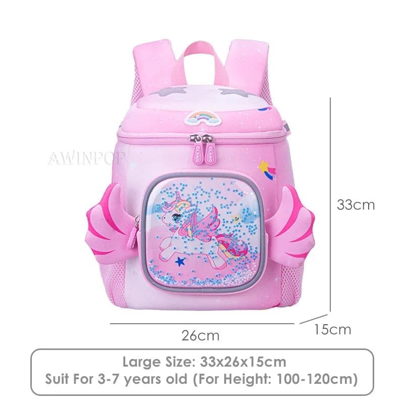Pink Unicorn Backpack for Kids: Kawaii Kindergarten Schoolbag