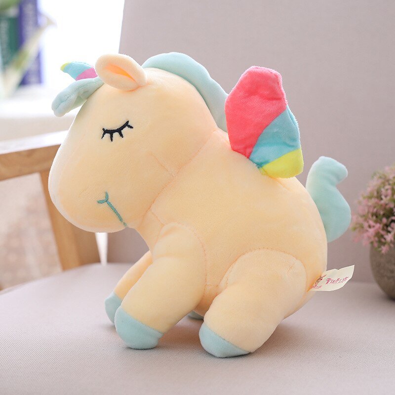 25cm 40cm 55cm lovely unicorn plush toy pink fly horse with rainbow wings
