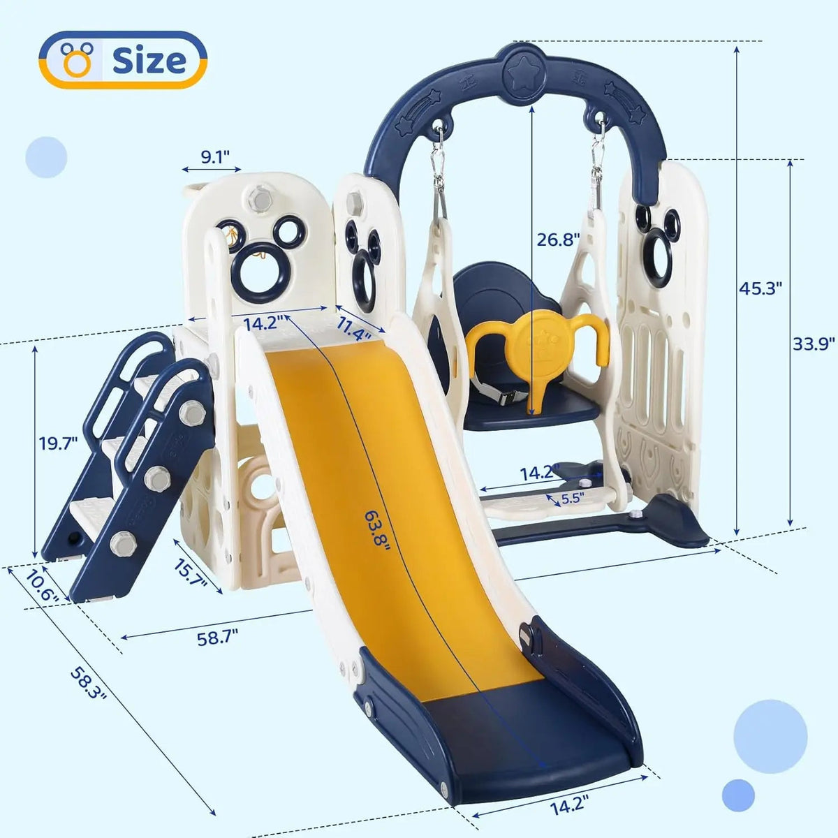 Toddler 3-in-1 Swing & Slide Playset with Hoop