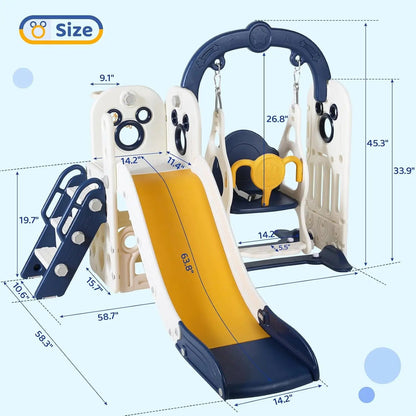 Toddler 3-in-1 Swing & Slide Playset with Hoop