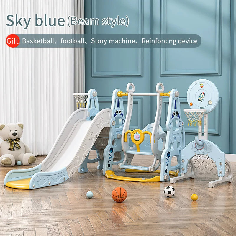 4-in-1 Indoor Playhouse Slide & Swing Set (PE) – YBC-TKR-007