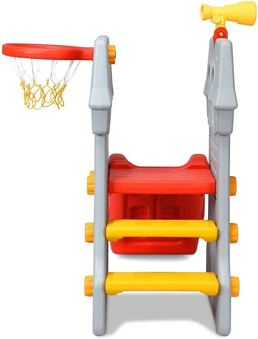 5-in-1 Toddler Slide & Climber with Hoop, Telescope & Tunnel